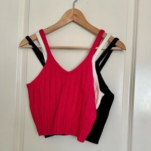 Cable Knit Rib Cami Tops (Pack of 3)